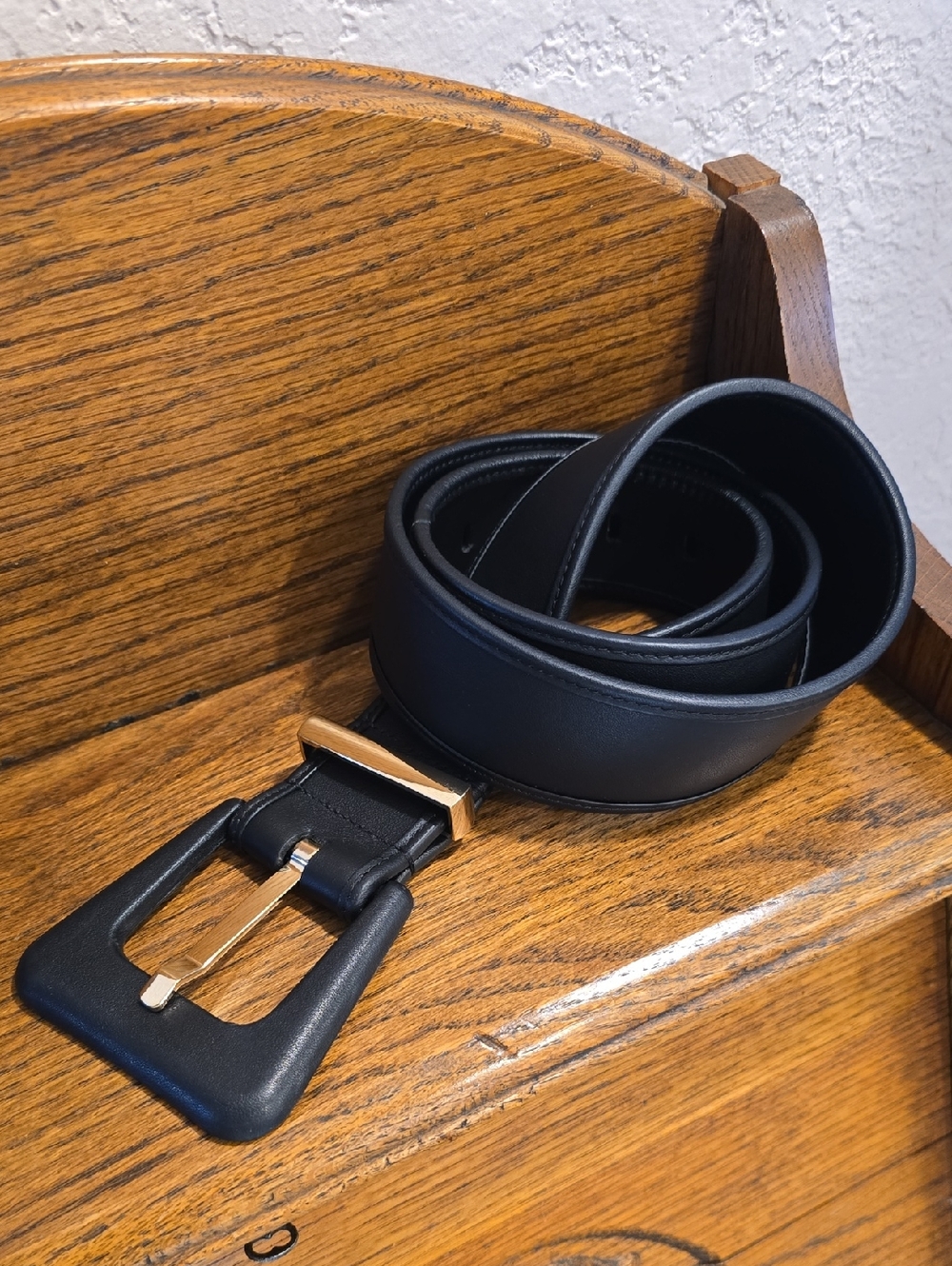 CAbi Leather Black Belt with Gold Buckle